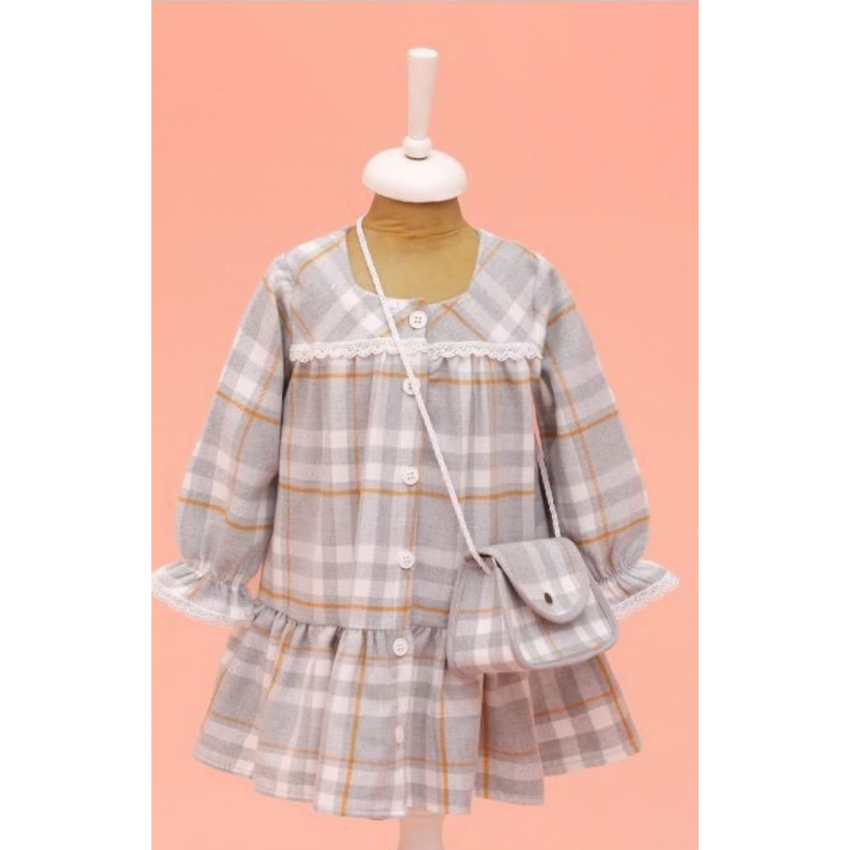 Wholesale Girl's Dress with Bag 2-5Y Lilax 1049-6637 - 1