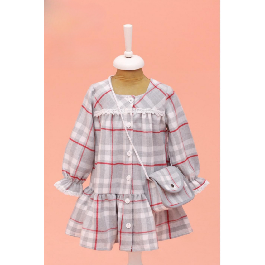 Wholesale Girl's Dress with Bag 2-5Y Lilax 1049-6637 - 3