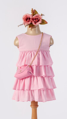 Wholesale Girls Dress with Bag 2-5Y Tivido 1042-2510 Пудра