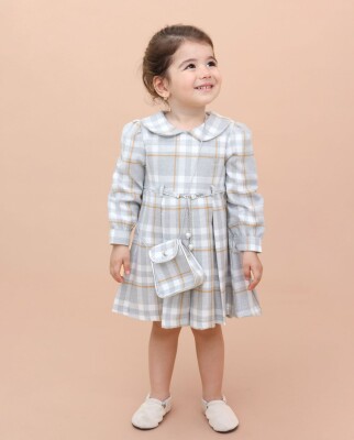 Wholesale Girls Dress with Belt and Bag 2-5Y Lilax 1049-6513 - 1