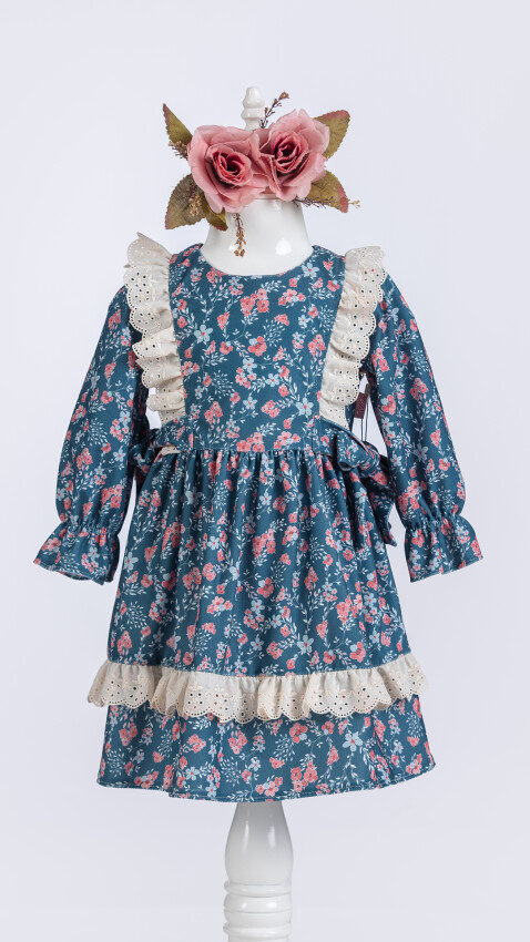 Wholesale Girls Dress with Flowers Printed 2-5Y Tivido 1042-2652 - 4