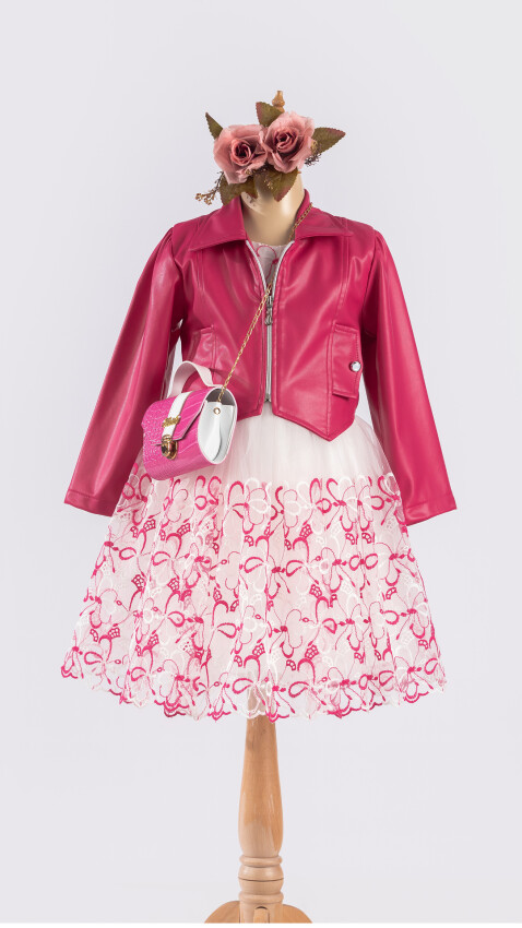 Wholesale Girls Dress with Jacket and Bag 6-12Y Tivido 1042-2544 - 1