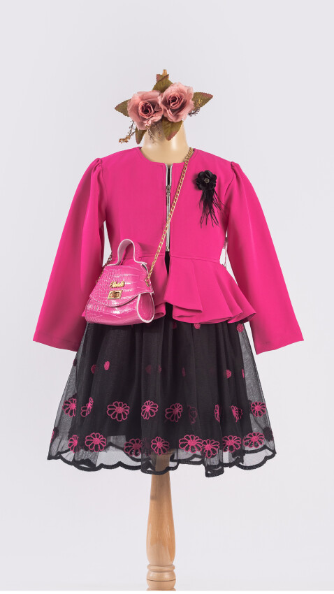 Wholesale Girls Dress with Jacket and Bag 6-12Y Tivido 1042-2549 - 2