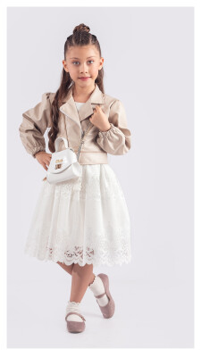 Wholesale Girls Dress with Jacket and Bag 6-12Y Tivido 1042-2557 - Tivido