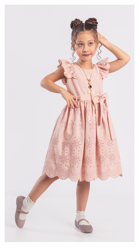 Wholesale Girls Dress with Necklace 6-12Y Tivido 1042-2508 - 3