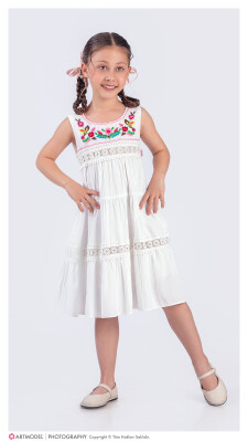 Wholesale Girls Embroidered Dress 6-12Y Tivido 1042-2636 - Tivido