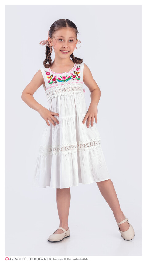 Wholesale Girls Embroidered Dress 6-12Y Tivido 1042-2636 - 4