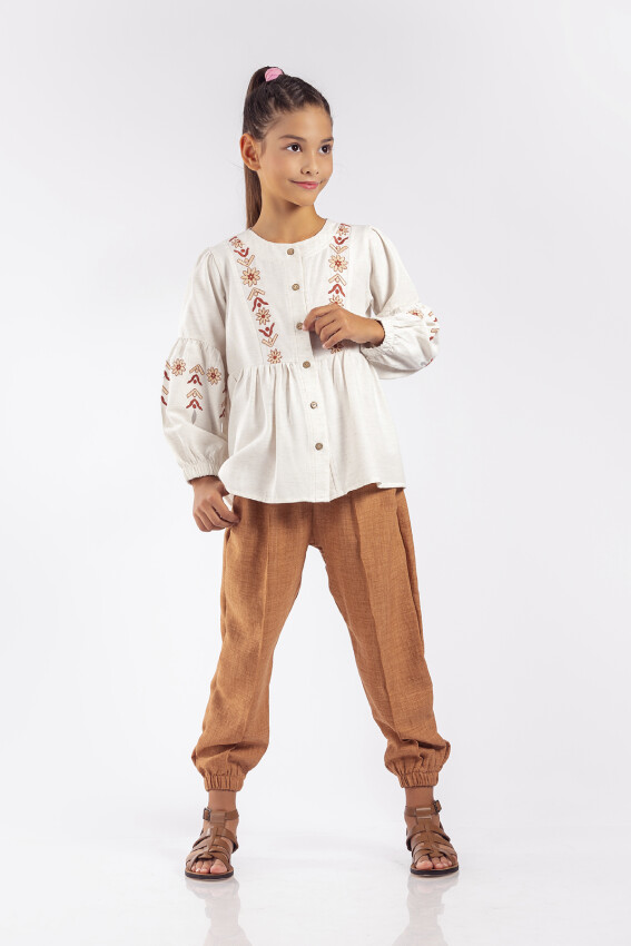 Wholesale Girls Embroidered Shirt 8-11 Y Pafim 2041-Y23-3147 - 4