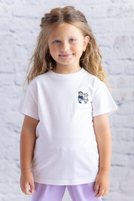 Wholesale Girl's Embroidery Detailed Short Sleeve T-Shirt 1-12Y Zeyland 1070-252Z4KES51 Экрю