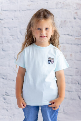 Wholesale Girl's Embroidery Detailed Short Sleeve T-Shirt 1-12Y Zeyland 1070-252Z4KES51 - Zeyland