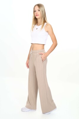 Wholesale Girls' Flared Sweatpants 11-14Y Nickel 2060-20107-2 Бежевый 