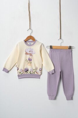 Wholesale Girl's Floral Rabbit Printed 2pcs Tracksuit Set 2-4Y Hoppidik 2017-2399 - Hoppidik (1)