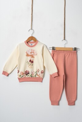 Wholesale Girl's Floral Rabbit Printed 2pcs Tracksuit Set 2-4Y Hoppidik 2017-2399 - Hoppidik