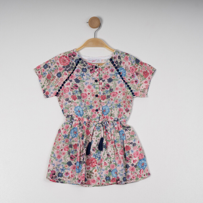 Wholesale Girl's Flower Patterned Dress 6-9Y Timo 1018-TK5DÜ082257293 - 1