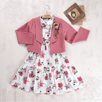 Wholesale Girls Jacket and Dress Set 9-12Y Elayza Elayza 2023-2204X Роза