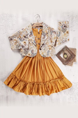 Wholesale Girls Jacket Dress 9-12Y Elayza 2023-2343 Горчичный