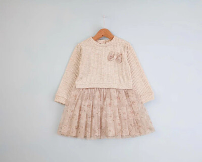 Wholesale Girls' Knitted and Tulle Dress 1-4Y BabyRose 1002-4636 - 1