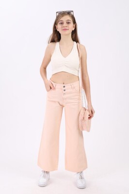 Wholesale Girls Linen Pants 6-14Y Flori 1067-22527 Светло- розовый 