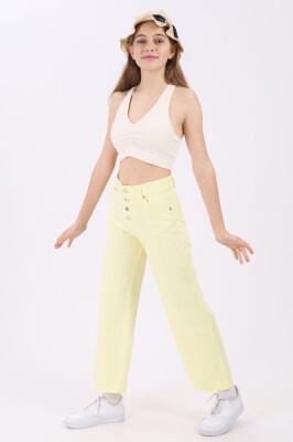 Wholesale Girls Linen Pants 6-14Y Flori 1067-22527 Светло-жёлтый 
