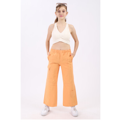 Wholesale Girls Linen Pants 7-14Y Flori 1067-22530 Оранжевый 
