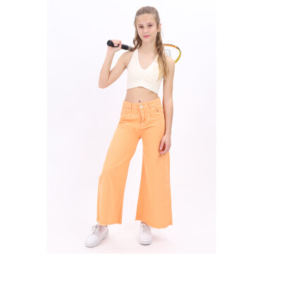 Wholesale Girls Linen Pants 7-14Y Flori 1067-22531 Оранжевый 