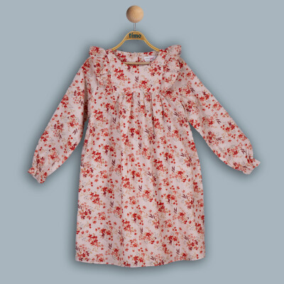 Wholesale Girls Long Sleeve Dress 2-5Y Timo 1018-TK4DÜ042241632 Лососевый цвет