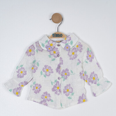 Wholesale Girl's Long Sleeve Flower Patterned Shirt 2-5Y Timo 1018-TK5DÜ202243512 - Timo (1)