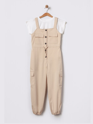 Wholesale Girl's Overalls Jumpsuit 9-12Y (Without Body) Pafim 2041-2025Y1012 Бежевый 