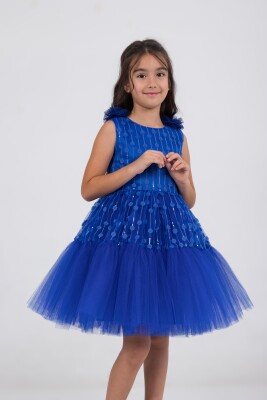 Wholesale Girls Partywear Dress 6-9Y Wizzy 2038-3533 Светло-серовато- синий