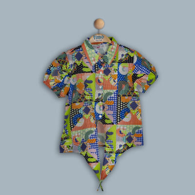 Wholesale Girls Patchwork Shirt 6-9Y Timo 1018-TK4DÜ042243332 - Timo (1)