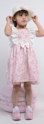 Wholesale Girls Patterned Dress with Hat 1-4Y Serkon Baby&Kids 1084-M0299 - Serkon Baby&Kids (1)