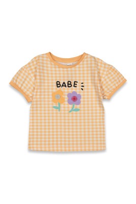 Wholesale Girls Patterned T-shirt 2-5Y Tuffy 1099-9064 Оранжевый 