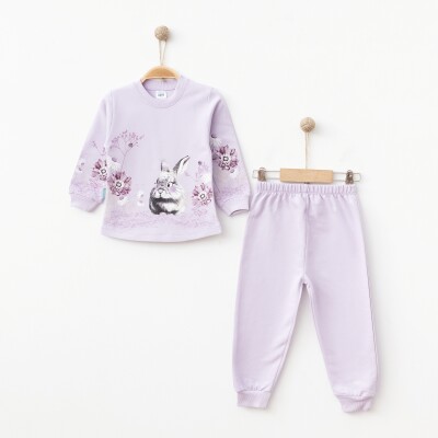 Wholesale Girls Patterned Tracksuit Set 2-4Y Hoppidik 2017-2371 Лиловый 