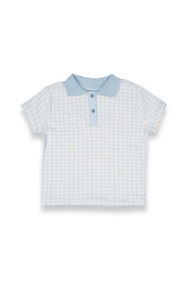 Wholesale Girls Plaid T-shirt 6-9Y Tuffy 1099-9100 Льдисто-голубая