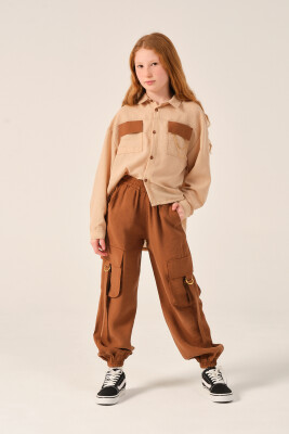 Wholesale Girls Pocket Jogger Pants 8-5Y Jazziee 2051-241Z4ALD01 Коричневый 