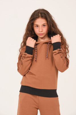 Wholesale Girls' Printed Hoodie Sweatshirt 8-15Y Jazziee 2051-252J4MTL61 - 2