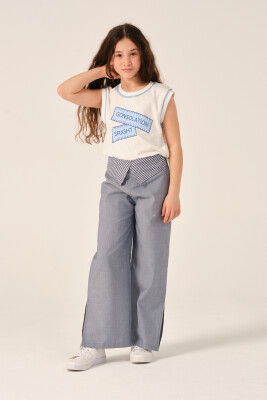 Wholesale Girls Printed Sleeveless T-shirt 8-15Y Jazziee 2051-241Z4ALC51 Синий