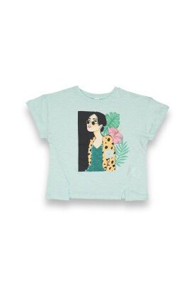 Wholesale Girls Printed T-shirt 10-13Y Tuffy 1099-9153 Мятно-зеленый