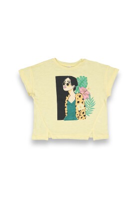 Wholesale Girls Printed T-shirt 10-13Y Tuffy 1099-9153 Светло-жёлтый 