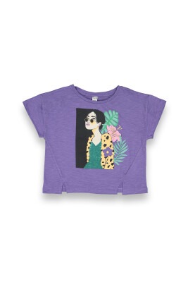 Wholesale Girls Printed T-shirt 10-13Y Tuffy 1099-9153 Фиолетовый
