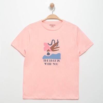 Wholesale Girls Printed T-Shirt XS-S-M-L Divonette 1023-8049-5 Розовый 