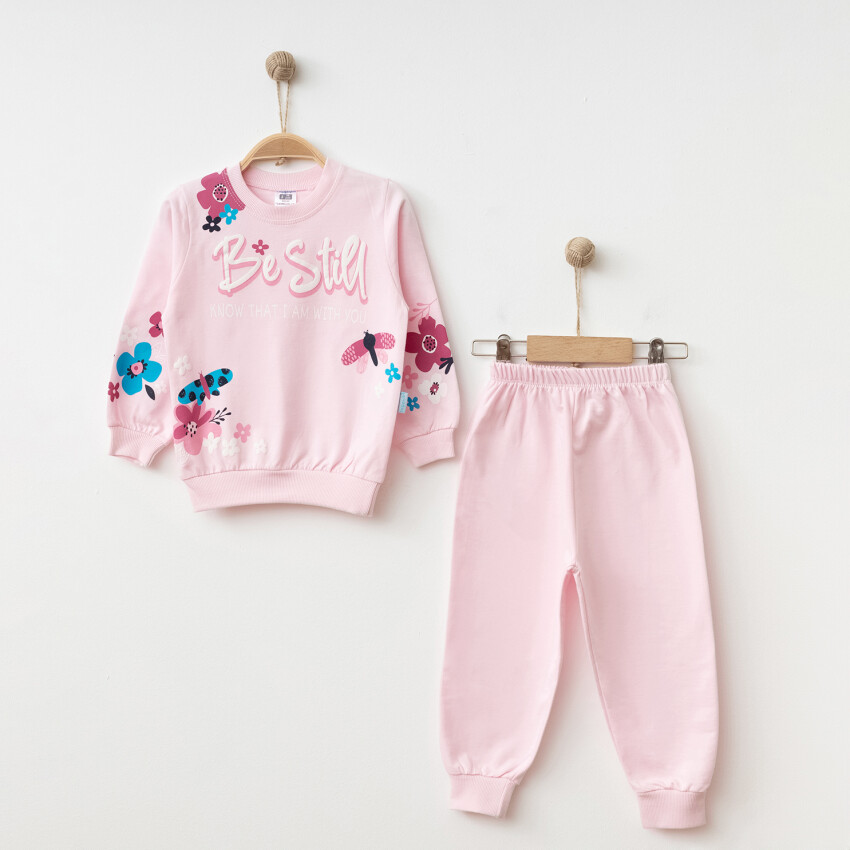 Wholesale Girls' Printed Tracksuit Set 2-4Y Hoppidik 2017-2373 - 1