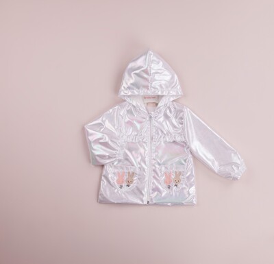 Wholesale Girls Raincoat with Hooded 1-4Y BabyRose 1002-8427 Белый 