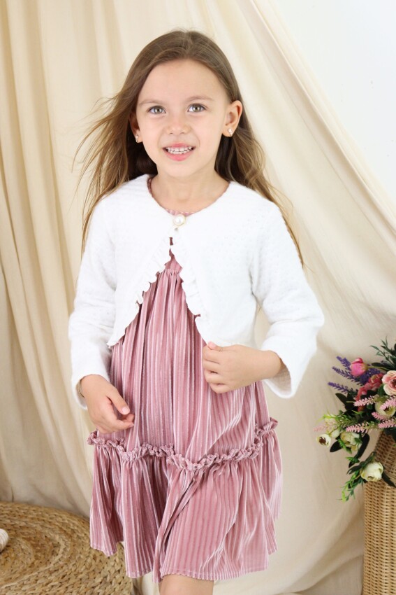 Wholesale Girl's Ruffle Knitwear Knitted Fabric Single Bolero 1-6Y Serkon Baby&Kids 1084-M0747 - 1