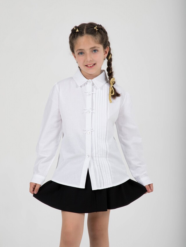 Wholesale Girls School Fornal Shirt 11-14Y Büşra Bebe 1016-24208 - 1