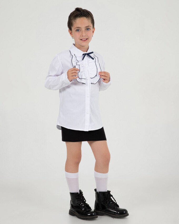 Wholesale Girls School Fornal Shirt 7-10Y Büşra Bebe 1016-24201 - 1