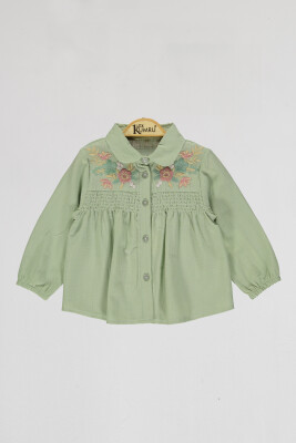 Wholesale Girls Shirt 2-5Y Kumru Bebe 1075-4004 Мятно-зеленый