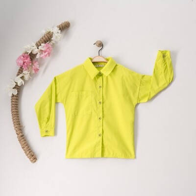 Wholesale Girls Shirt 7-10Y Büşra Bebe 1016-23155 Неоново-зеленый