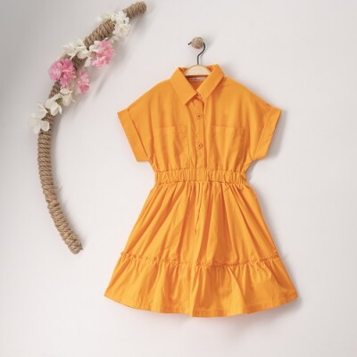 Wholesale Girls Shirt Dress 7-10Y Büşra Bebe 1016-23123 Оранжевый 