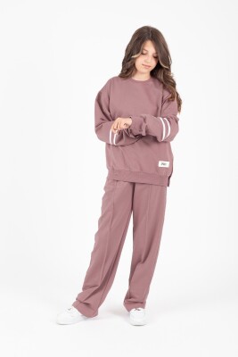 Wholesale Girl's Side Snap Tracksuit Set 14-15Y Pafim 2041-K24-8018 Пыльная роза